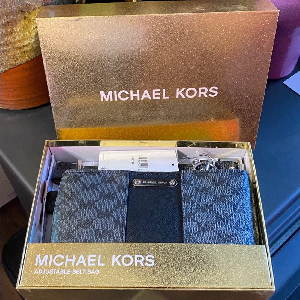 Michael Kors Black and Gray Adjustable Belt Bag